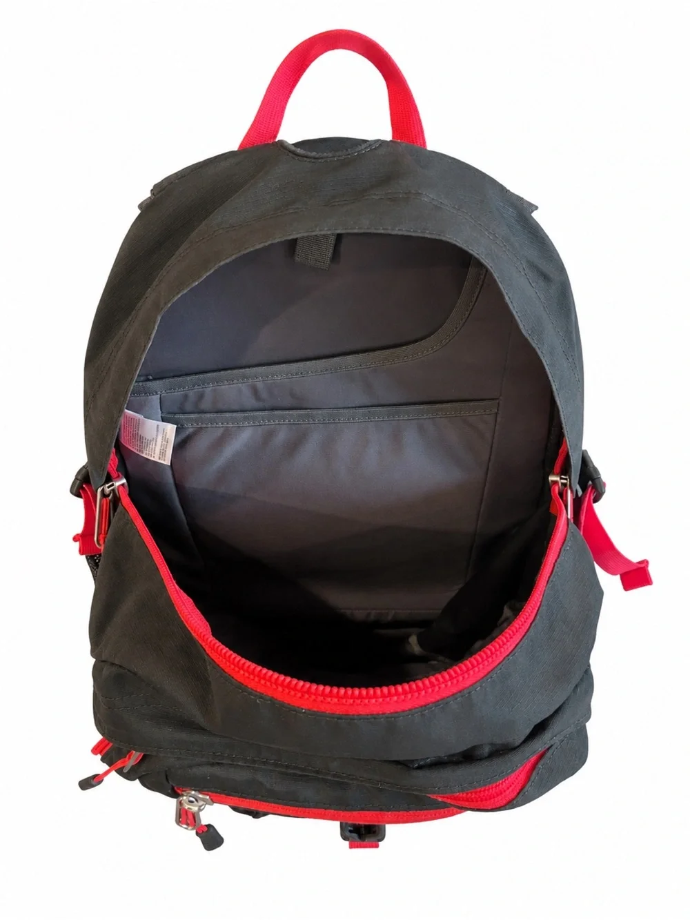 The North Face Dark Grey Backpack with Hot Pink Accents